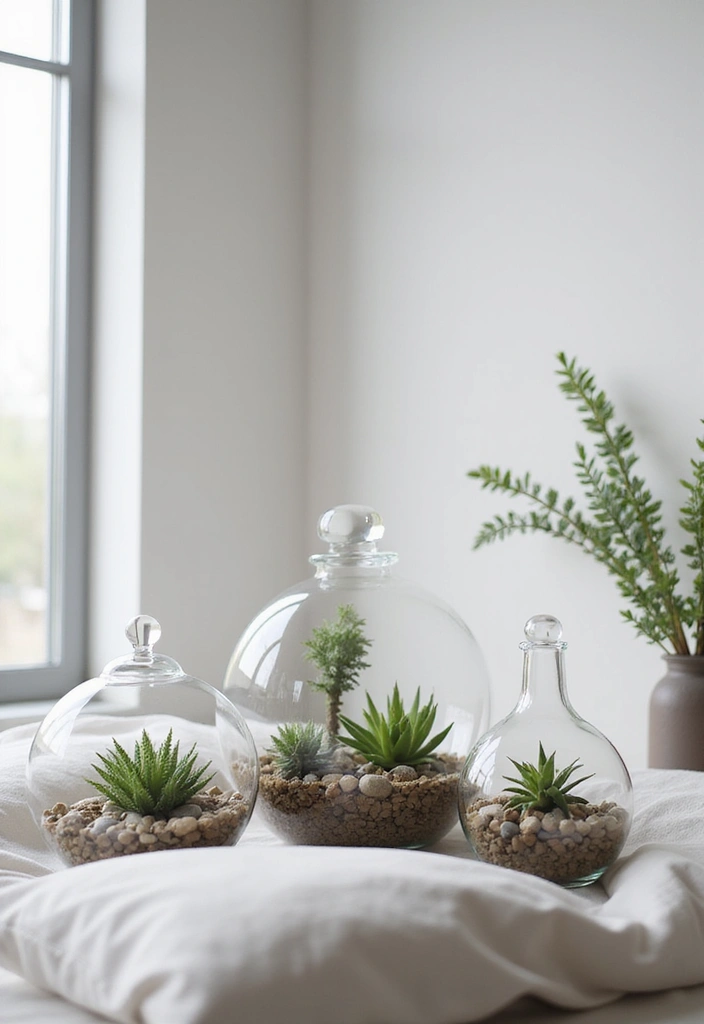 25 Minimalist Bedroom with Plants Ideas You’ll Love - 12. Terrarium Displays