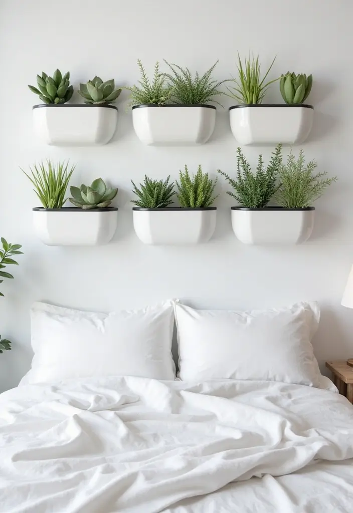 25 Minimalist Bedroom with Plants Ideas You’ll Love - 13. Wall-Mounted Planters