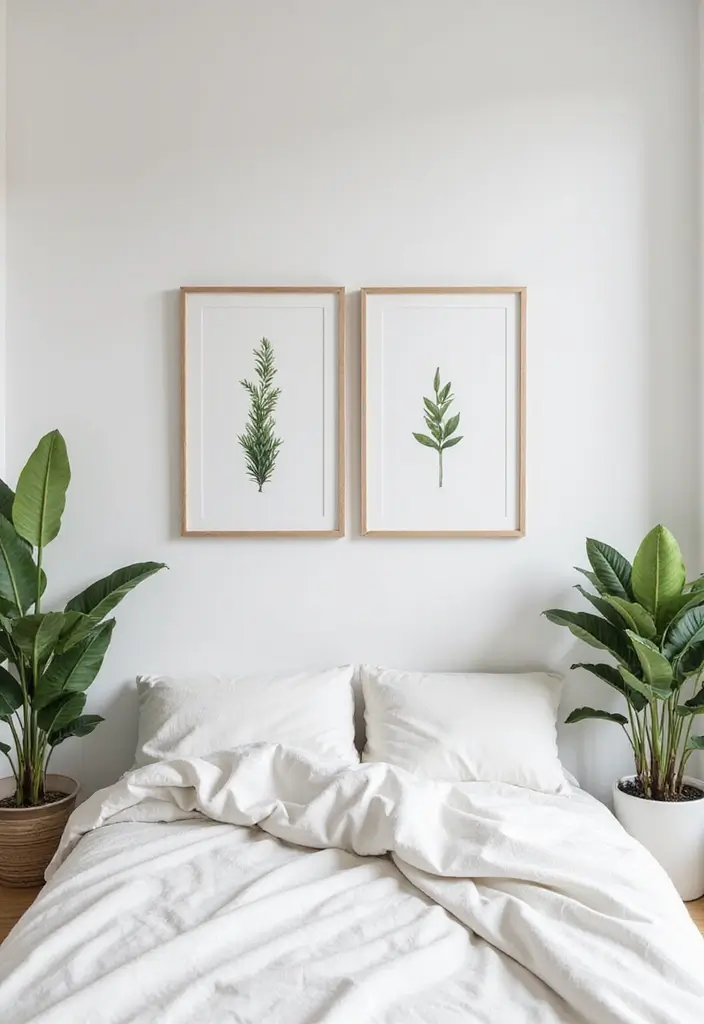25 Minimalist Bedroom with Plants Ideas You’ll Love - 18. Minimalist Artwork with Plants