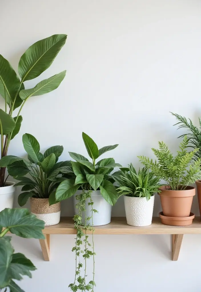 25 Minimalist Bedroom with Plants Ideas You’ll Love - 19. Layered Plant Textures