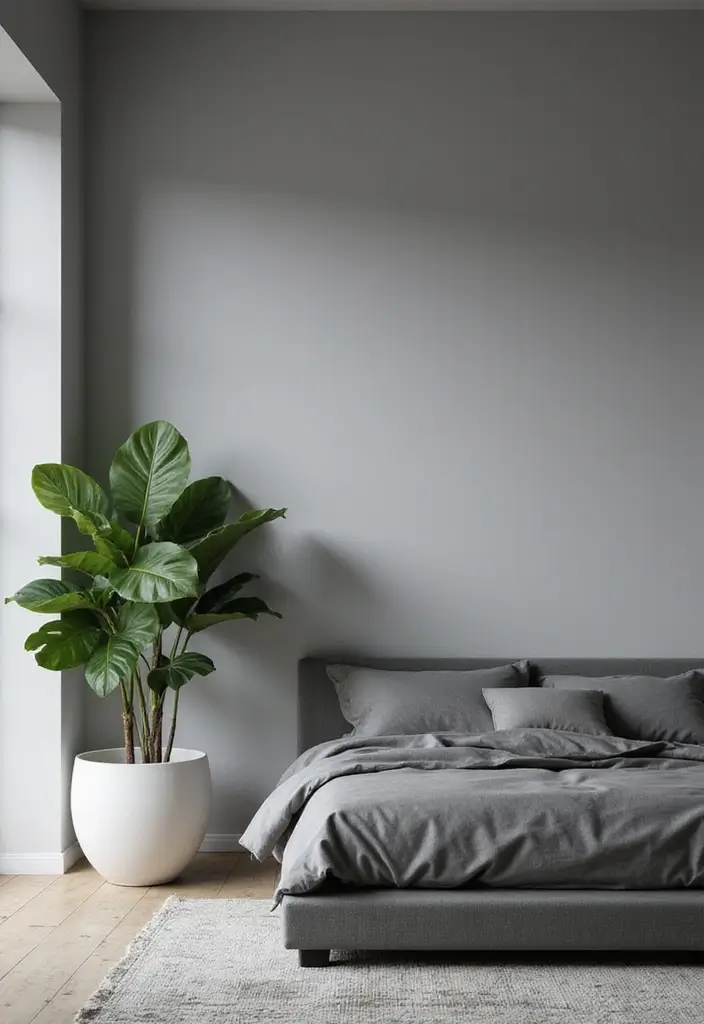 25 Minimalist Bedroom with Plants Ideas You’ll Love - 2. Monochromatic Magic