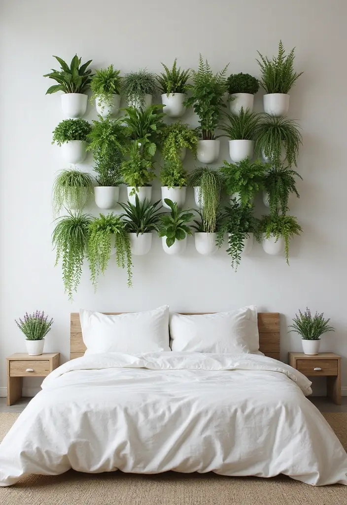 25 Minimalist Bedroom with Plants Ideas You’ll Love - 21. Vertical Gardens