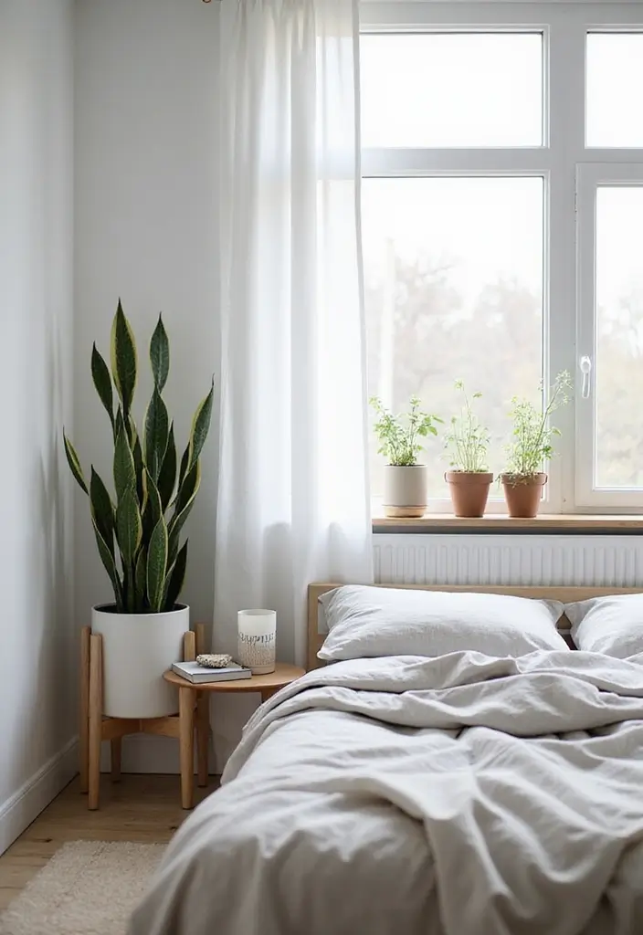 25 Minimalist Bedroom with Plants Ideas You’ll Love - 3. Scandinavian Simplicity