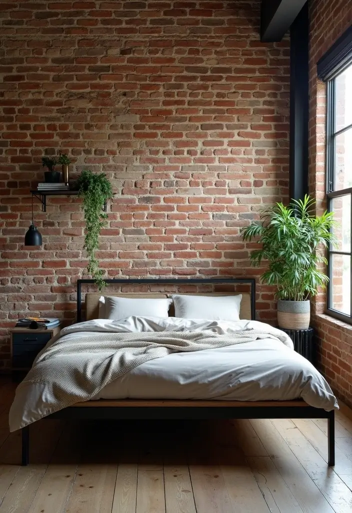 25 Minimalist Bedroom with Plants Ideas You’ll Love - 4. Industrial Chic