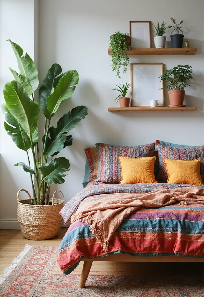 25 Minimalist Bedroom with Plants Ideas You’ll Love - 5. Bohemian Bliss