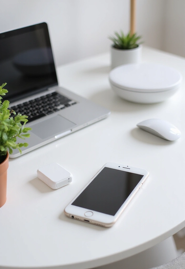 25 Minimalist Desk Ideas That Boost Productivity - 17. Cable-Free Setup with Technology