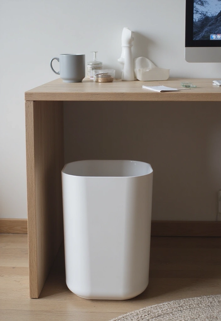 25 Minimalist Desk Ideas That Boost Productivity - 22. Elegant Waste Solutions