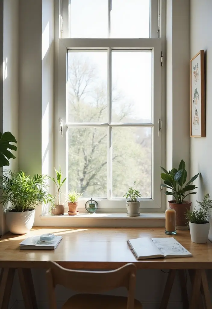 25 Minimalist Desk Ideas That Boost Productivity - 5. Natural Light and Plants