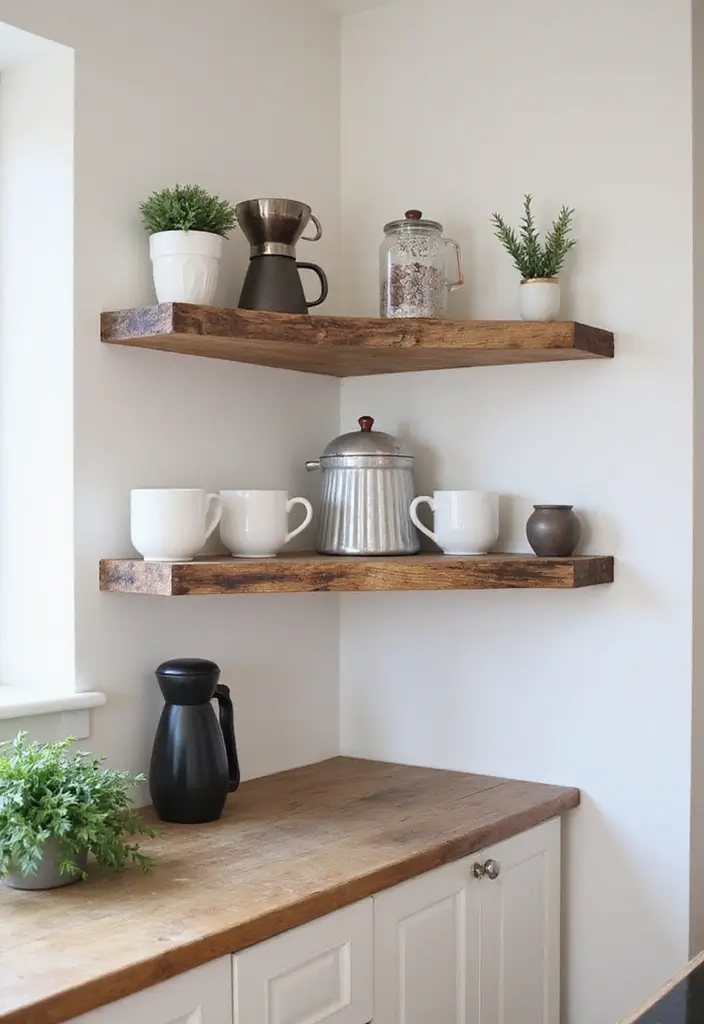 27 Minimalist Coffee Bar Ideas You’ll Want to Try 1 27 Minimalist Coffee Bar Ideas You’ll Want to Try - 1. Floating Shelves for Coffee Essentials