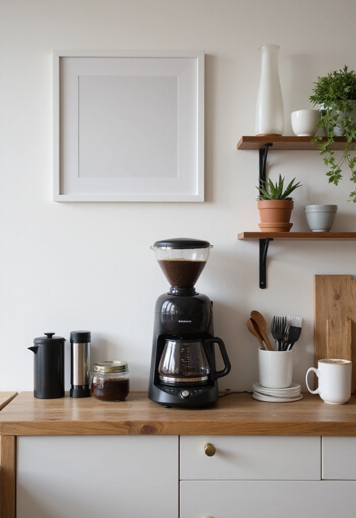 27 Minimalist Coffee Bar Ideas You’ll Want to Try 23 27 Minimalist Coffee Bar Ideas You’ll Want to Try - 23. Minimalism Meets Functionality