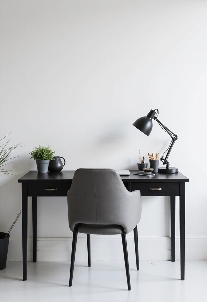 27 Minimalist Desk Inspo Ideas for Modern Workspaces - 2. Monochrome Magic