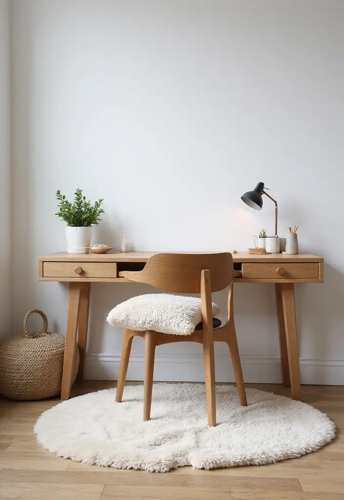 27 Minimalist Desk Inspo Ideas for Modern Workspaces - 6. Soft Textures