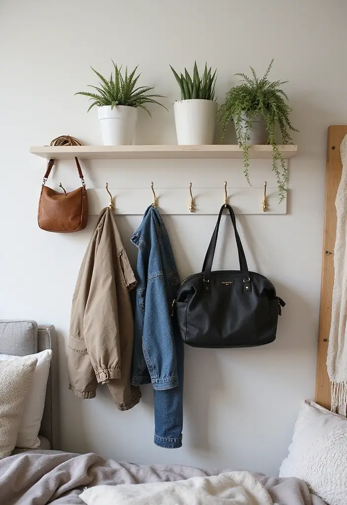 27 Minimalist Dorm Room Ideas for Students 15 27 Minimalist Dorm Room Ideas for Students - 15. Efficient Use of Hooks