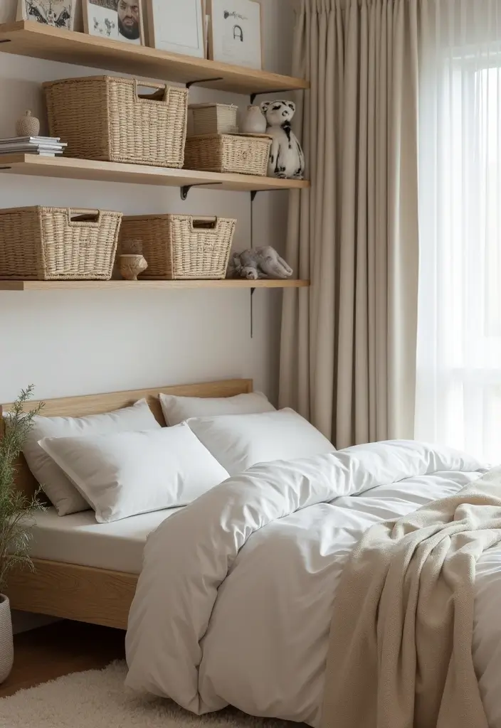 27 Minimalist Dorm Room Ideas for Students 9 27 Minimalist Dorm Room Ideas for Students - 9. Use Storage Baskets