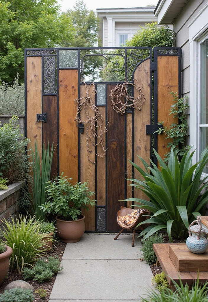 27 Minimalist Fence Ideas That Look Clean 26 27 Minimalist Fence Ideas That Look Clean - 26. Mixed Material Fence