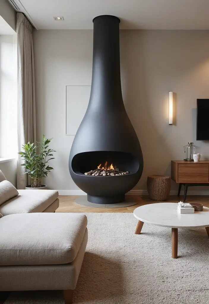 27 Minimalist Fireplace Ideas That Look Modern 12 27 Minimalist Fireplace Ideas That Look Modern - 12. Sculptural Fireplaces