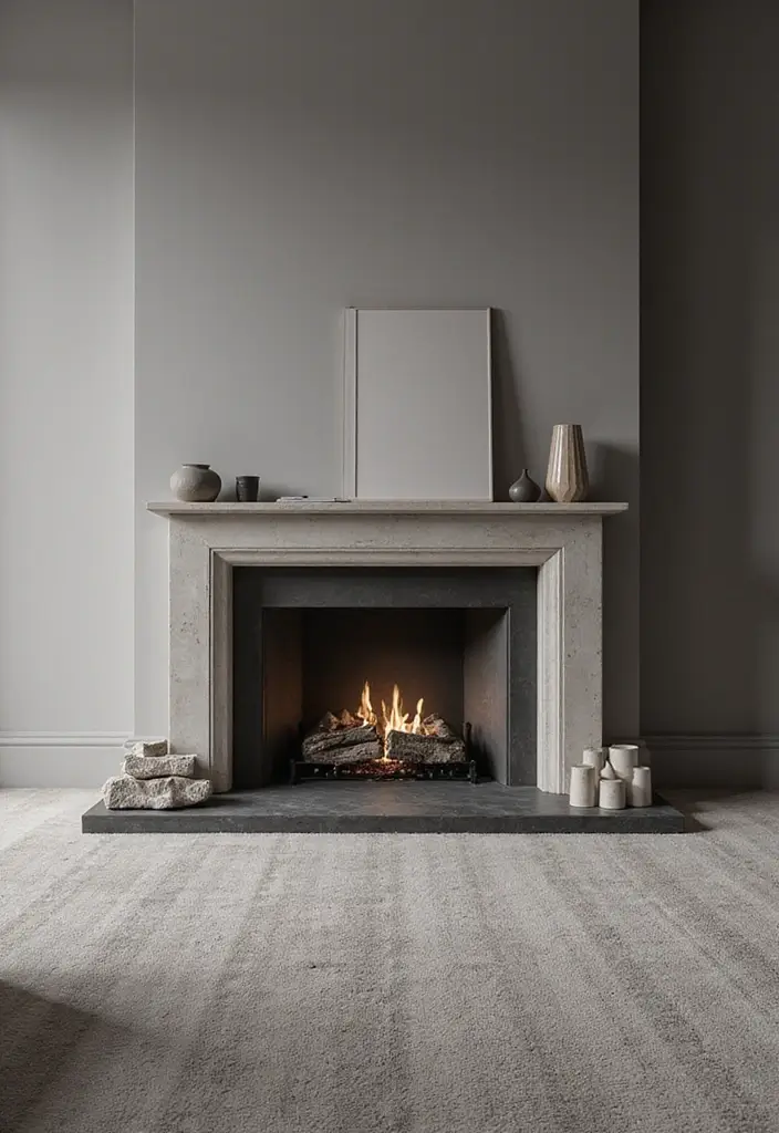 27 Minimalist Fireplace Ideas That Look Modern 14 27 Minimalist Fireplace Ideas That Look Modern - 14. Monochromatic Fireplaces