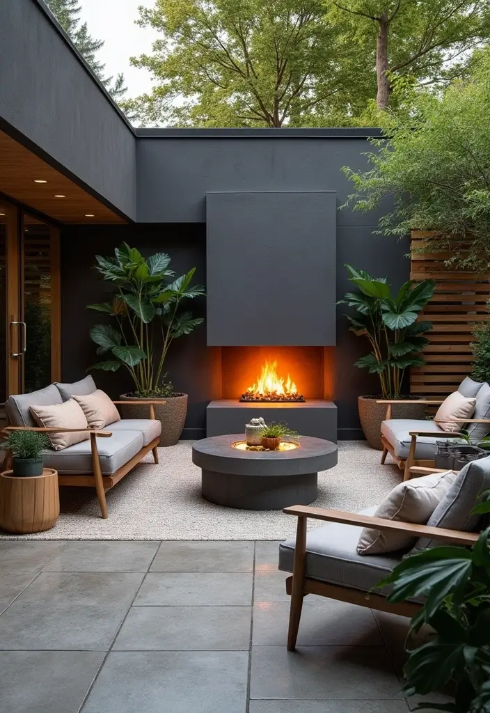 27 Minimalist Fireplace Ideas That Look Modern 15 27 Minimalist Fireplace Ideas That Look Modern - 15. Contemporary Outdoor Fireplaces