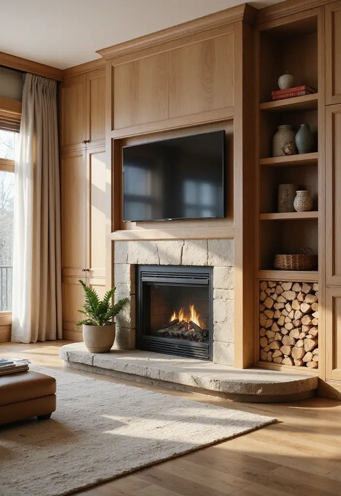 27 Minimalist Fireplace Ideas That Look Modern 2 27 Minimalist Fireplace Ideas That Look Modern - 2. Built-In Fireplaces with Wood Storage