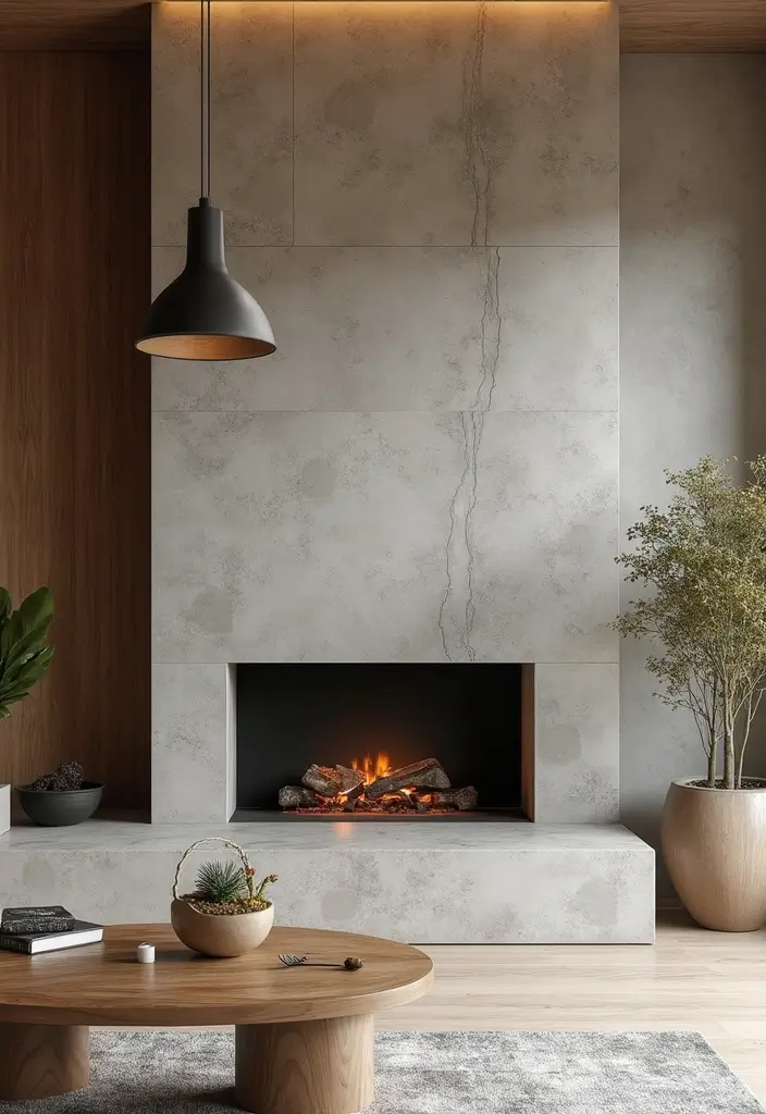 27 Minimalist Fireplace Ideas That Look Modern 4 27 Minimalist Fireplace Ideas That Look Modern - 4. Stone and Concrete Fireplaces
