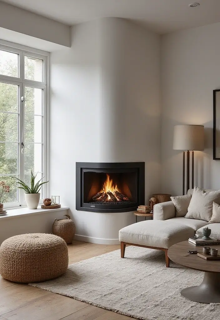 27 Minimalist Fireplace Ideas That Look Modern 8 27 Minimalist Fireplace Ideas That Look Modern - 8. Stylish Corner Fireplaces