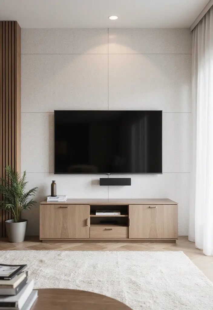 27 Minimalist TV Wall Design Ideas That Feel Elegant - 12. Subtle Patterns