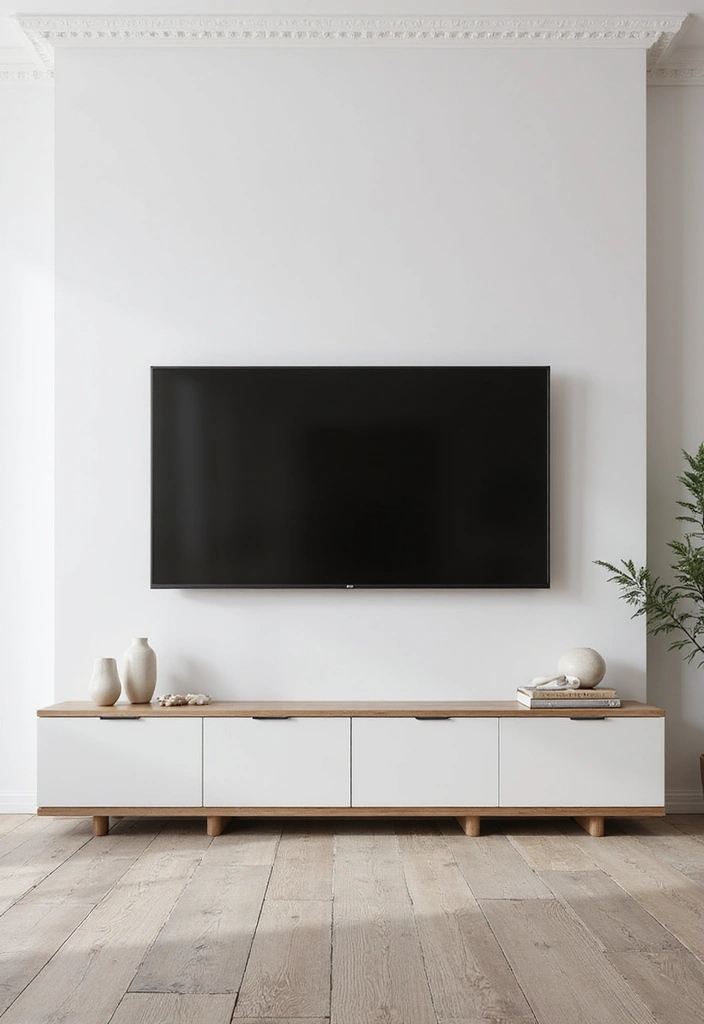 27 Minimalist TV Wall Design Ideas That Feel Elegant - 24. Minimal Accessories