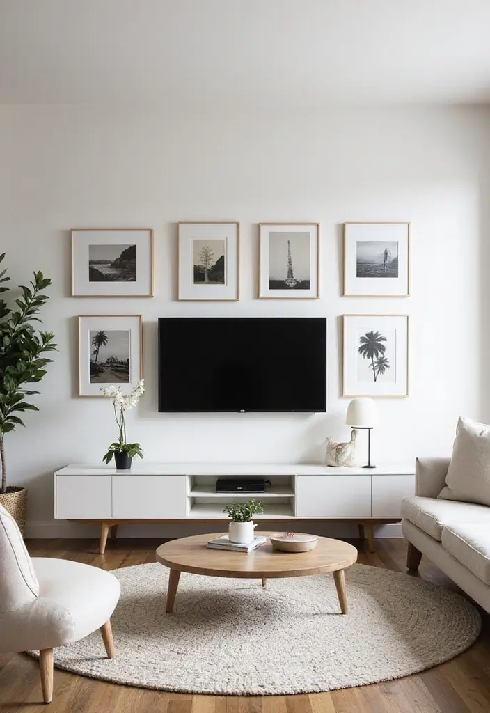 27 Minimalist TV Wall Design Ideas That Feel Elegant - 8. Artistic Displays
