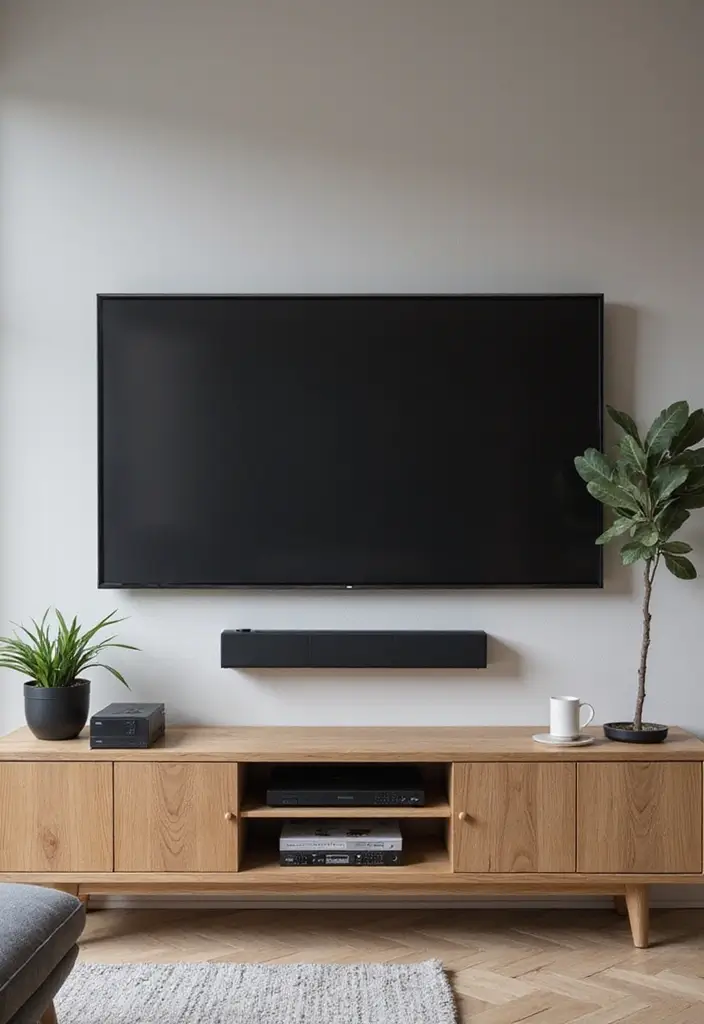27 Minimalist TV Wall Design Ideas That Feel Elegant - 9. Seamless Technology Integration