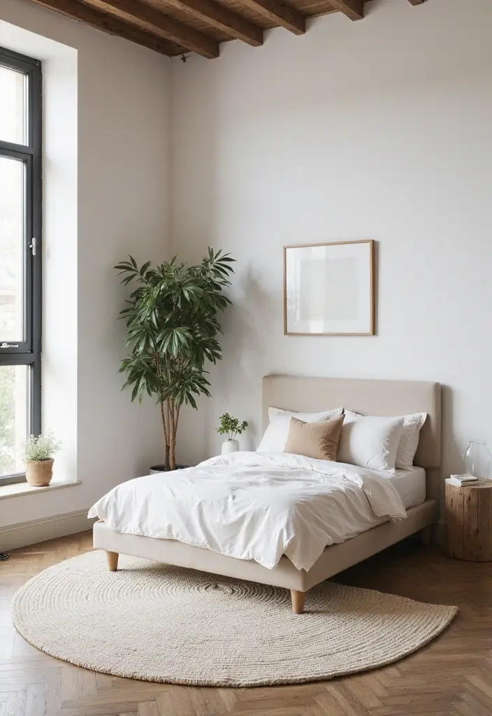 27 Small Minimalist Bedroom Ideas That Save Space 17 27 Small Minimalist Bedroom Ideas That Save Space - 17. Minimalist Rugs