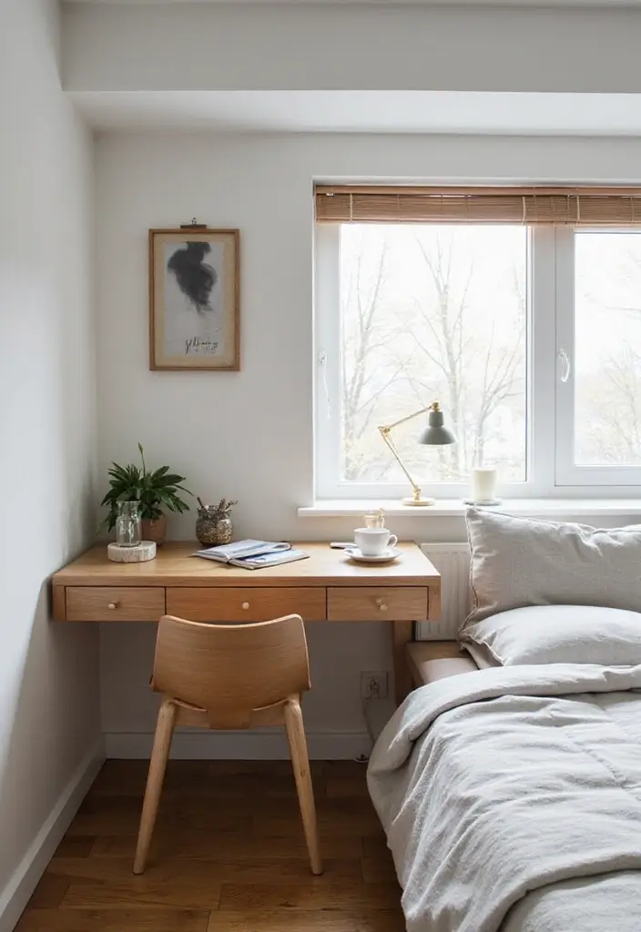27 Small Minimalist Bedroom Ideas That Save Space 24 27 Small Minimalist Bedroom Ideas That Save Space - 24. Streamlined Desks