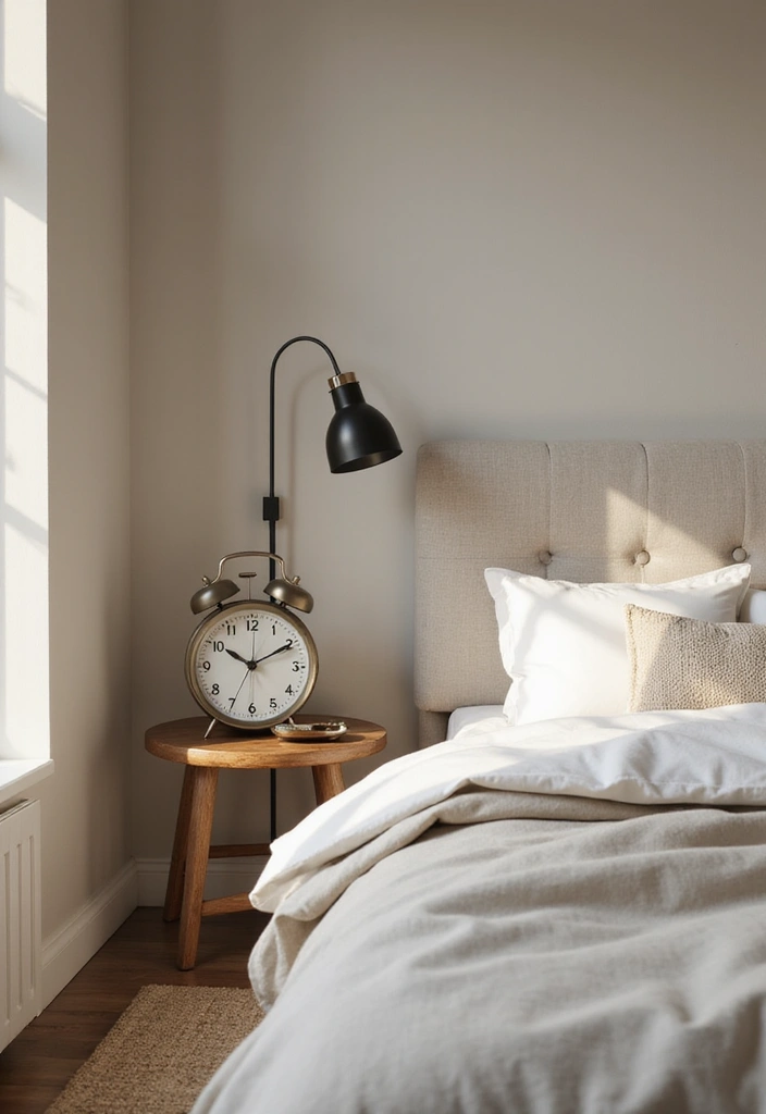 27 Small Minimalist Bedroom Ideas That Save Space 26 27 Small Minimalist Bedroom Ideas That Save Space - 26. Aesthetic Alarm Clocks