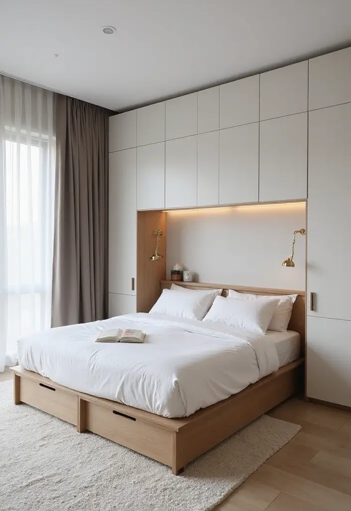 27 Stunning Minimalist Bedroom Black and White Designs 14 27 Stunning Minimalist Bedroom Black and White Designs - 14. Smart Storage Solutions