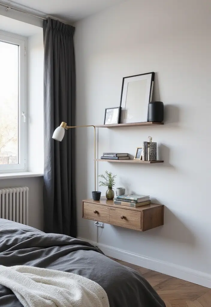 27 Stunning Minimalist Bedroom Black and White Designs 17 27 Stunning Minimalist Bedroom Black and White Designs - 17. Floating Nightstands