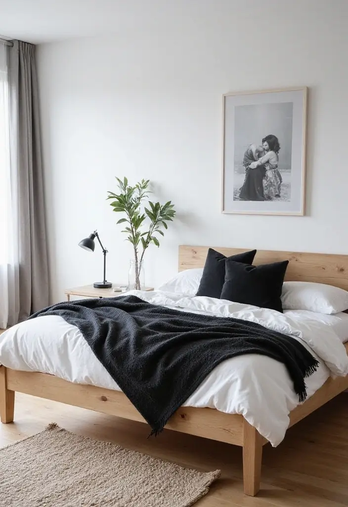 27 Stunning Minimalist Bedroom Black and White Designs 3 27 Stunning Minimalist Bedroom Black and White Designs - 3. Scandinavian Simplicity