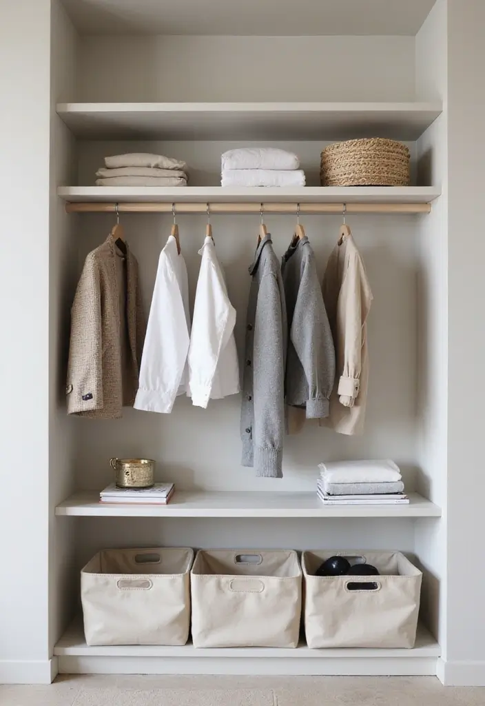 28 Korean Minimalist Room Ideas That Look Cozy - 16. Minimalistic Wardrobe Spaces