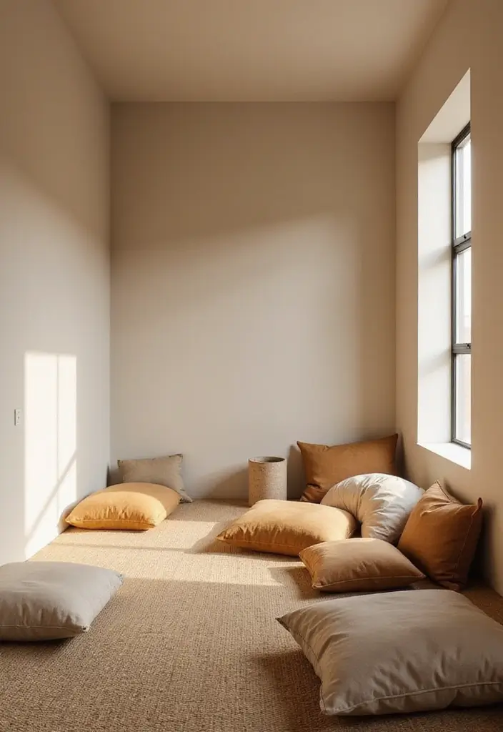 28 Korean Minimalist Room Ideas That Look Cozy - 19. Cozy Nooks with Floor Cushions