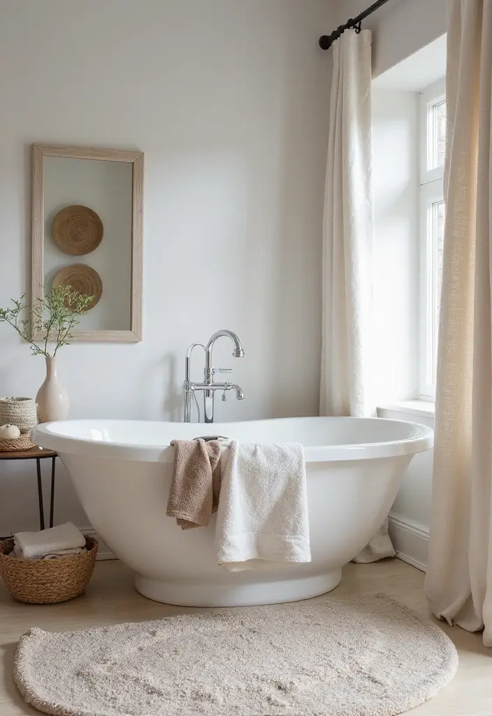 28 Minimalist Bathroom Designs That Look Timeless 25 28 Minimalist Bathroom Designs That Look Timeless - 25. Layered Textiles