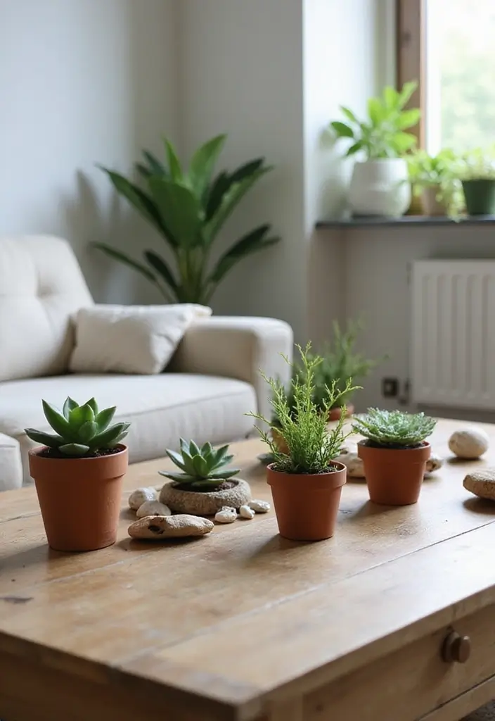 28 Minimalist Coffee Table Decor Ideas for Style 1 28 Minimalist Coffee Table Decor Ideas for Style - 1. Natural Elements with a Touch of Green
