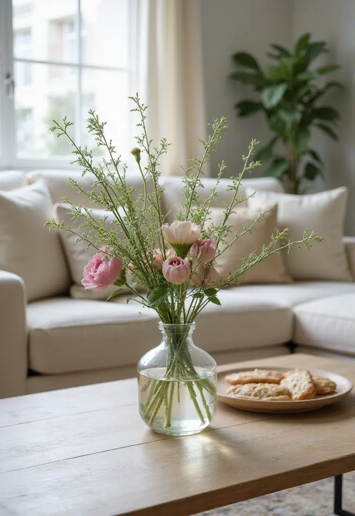 28 Minimalist Coffee Table Decor Ideas for Style 11 28 Minimalist Coffee Table Decor Ideas for Style - 11. Simple Floral Arrangements