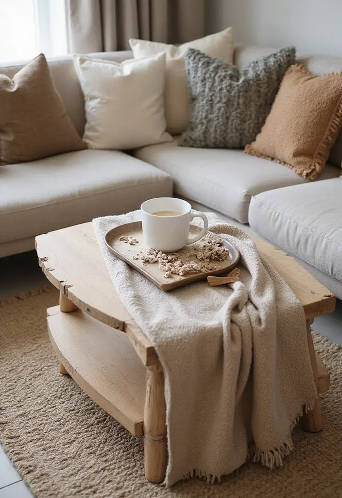 28 Minimalist Coffee Table Decor Ideas for Style 13 28 Minimalist Coffee Table Decor Ideas for Style - 13. Cozy Accents