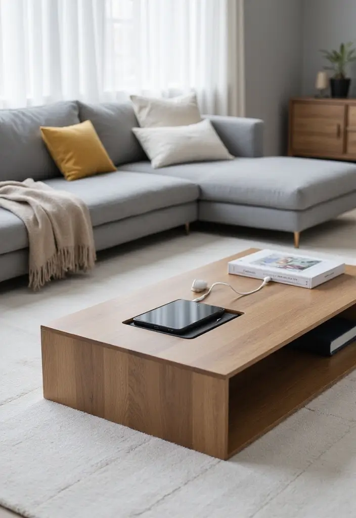 28 Minimalist Coffee Table Decor Ideas for Style 21 28 Minimalist Coffee Table Decor Ideas for Style - 21. Integrated Technology