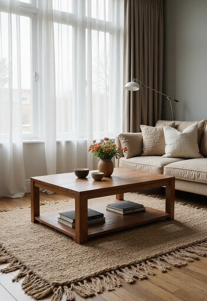 28 Minimalist Coffee Table Decor Ideas for Style 22 28 Minimalist Coffee Table Decor Ideas for Style - 22. Layered Rugs