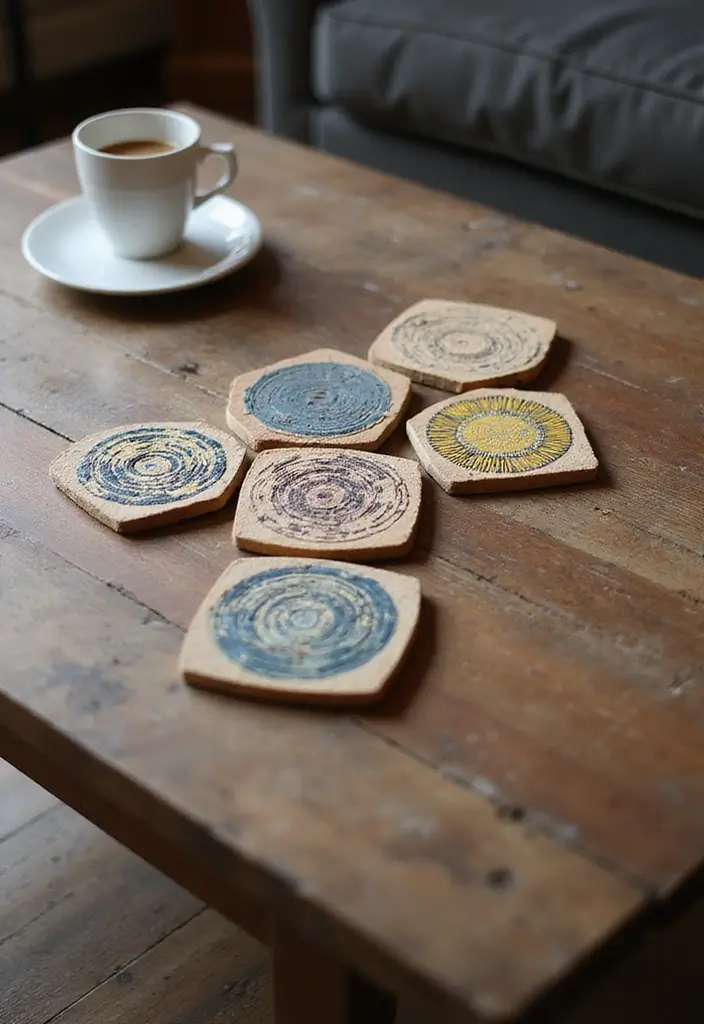 28 Minimalist Coffee Table Decor Ideas for Style 27 28 Minimalist Coffee Table Decor Ideas for Style - 27. Artistic Coasters