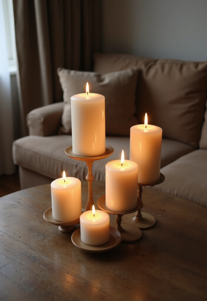 28 Minimalist Coffee Table Decor Ideas for Style 5 28 Minimalist Coffee Table Decor Ideas for Style - 5. Candles for Soft Ambiance