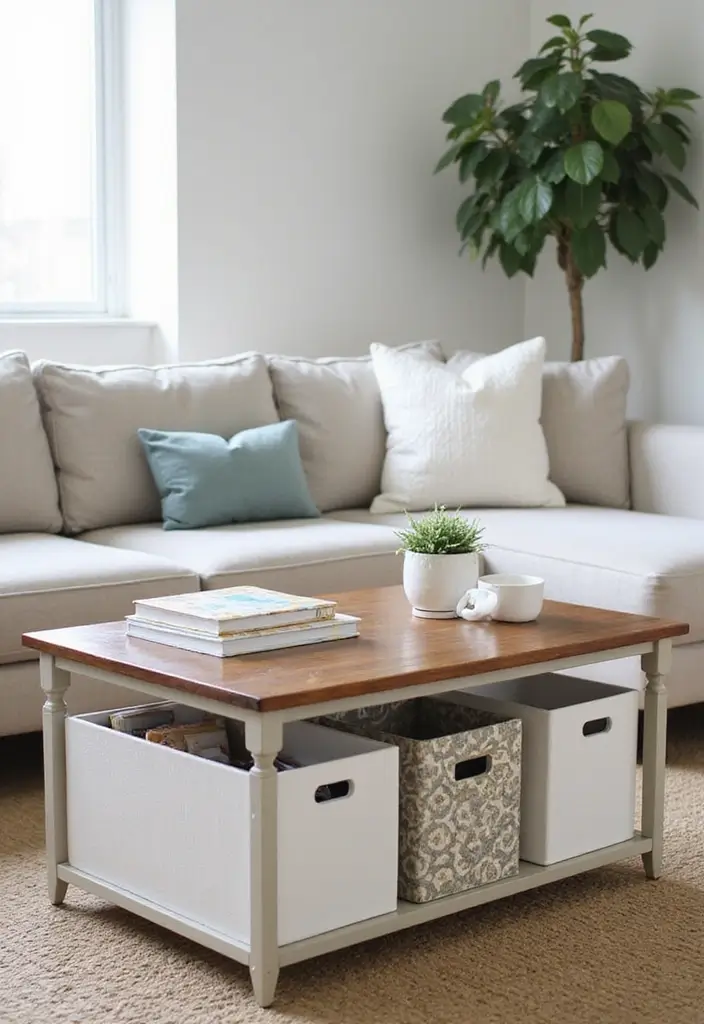 28 Minimalist Coffee Table Decor Ideas for Style 8 28 Minimalist Coffee Table Decor Ideas for Style - 8. Minimized Clutter with Storage Solutions