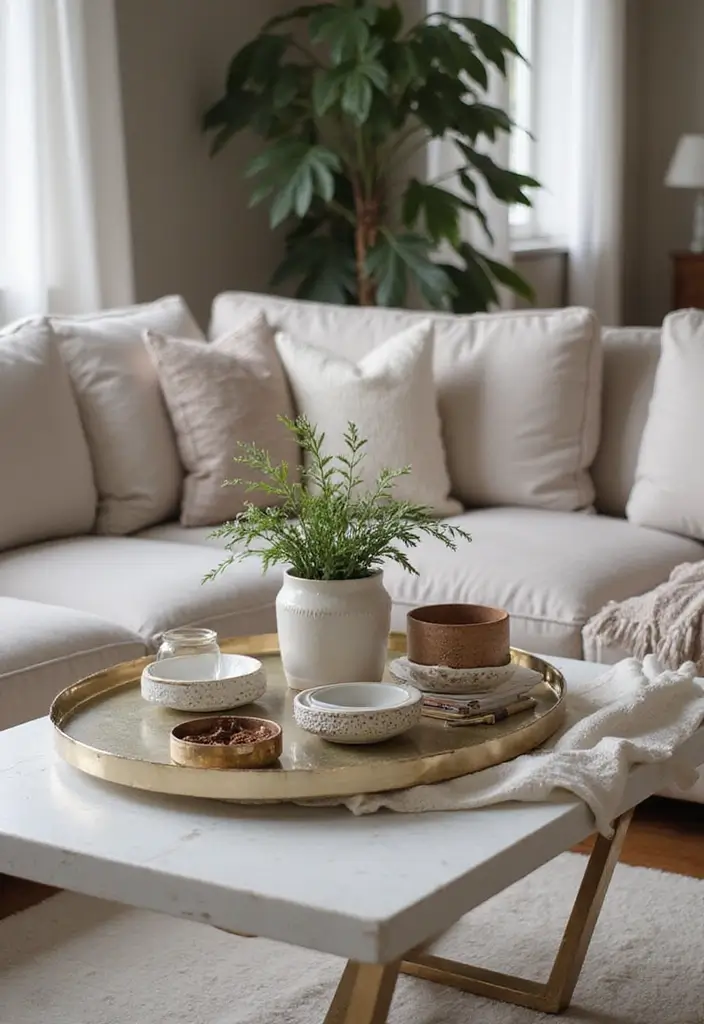 28 Minimalist Coffee Table Decor Ideas for Style 9 28 Minimalist Coffee Table Decor Ideas for Style - 9. Decorative Trays for Organization