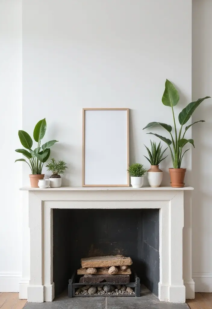 28 Minimalist Mantel Decor Ideas That Look Elegant 4 28 Minimalist Mantel Decor Ideas That Look Elegant - 4. Artful Plant Displays