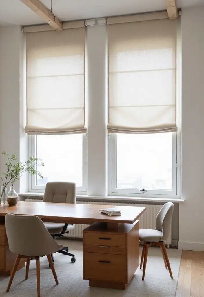 28 Minimalist Office Ideas for a Clean Workspace 18 28 Minimalist Office Ideas for a Clean Workspace - 18. Simple Window Treatments