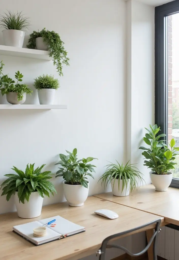 28 Minimalist Office Ideas for a Clean Workspace 2 28 Minimalist Office Ideas for a Clean Workspace - 2. Lush Indoor Plants